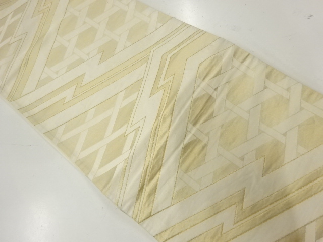 JAPANESE KIMONO / ANTIQUE FUKURO OBI / SILK / WOVEN BASKET PATTERN